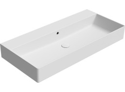 GSI KUBE X keramické umývadlo 100x47cm, brúsená spodná hrana, bez otvoru, biela mat 94239009