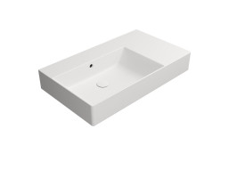 GSI KUBE X keramické umývadlo 80x47cm, s odkladacou plochou vpravo, brúsená spodná hrana, bez otvoru, biela mat 94569009