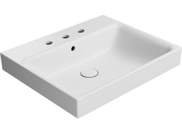 GSI NUBES keramické umývadlo 60x50cm, brúsená spodná hrana, 3 otvory, biela mat 96319309