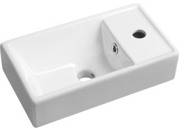 Sapho MINOS keramické umývadlo 40x22cm, batéria vpravo, biela 4059