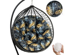 Obojstranný vodeodolný sedací vankúš do závesného kresla 130 cm - Golden Palms/čierny