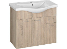 Aqualine KERAMIA FRESH umývadlová skrinka 74, 5x74x34, 7cm, dub platin 50083