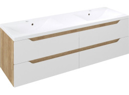 Sapho WAVE dvojumývadlová skrinka 149, 7x50x47, 8cm, biela/dub alabama WA150-3022