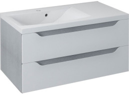 Sapho WAVE umývadlová skrinka 89, 7x45x47, 8cm, ľavá, biela/dub strieborný WA092-3011