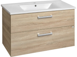 Aqualine VEGA umývadlová skrinka 97x60x43, 8cm, 2x zásuvka, dub platín VG903