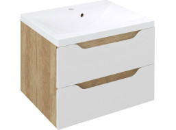 Sapho WAVE umývadlová skrinka 60x65x47,8cm, biela/dub alabama WA060-3022