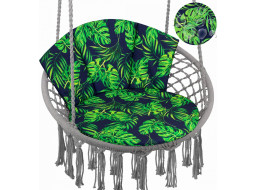 Vodeodolný vankúš do závesného kresla LUNA BIZU 60x100 cm - Monstera - tmavo modrý