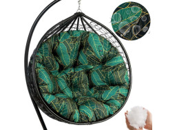 Obojstranný vodeodolný sedací vankúš do závesného kresla 130 cm - Hoyas Verde/čierny