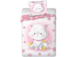 Detské bavlnené obliečky do postieľky 135x100 cm CUDDLES - Mačička