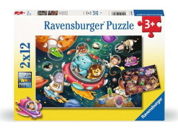 RAVENSBURGER Puzzle Zvieratká vo vesmíre 2x12 dielikov