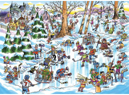 COBBLE HILL Puzzle DoodleTown: Hokejové mesto 1000 dielikov