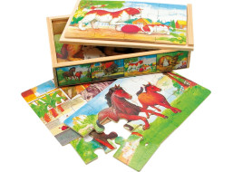 Bino Drevené puzzle v krabičke zvieratka
