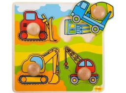 Bigjigs Toys Vkladacie puzzle stavebné stroje