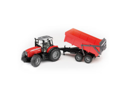 Bruder Traktor MASSEY FERGUSON so sklopným vozidlom červený