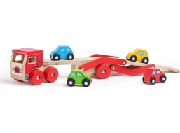 Bigjigs Toys Drevený kamión s autami