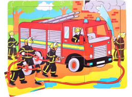 Bigjigs Toys Drevené puzzle hasiči 9 dielikov