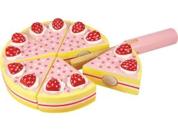 Bigjigs Toys Drevená krájacia torta s jahodami