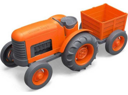 Green Toys Traktor s vlečkou oranžový
