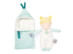 Doudou Jolijou Bábätko v navliekacej perinke 20 cm tyrkysová