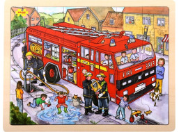 Bigjigs Toys Drevené puzzle hasiči 24 dielikov