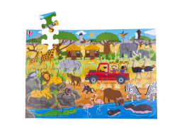 Bigjigs Toys Podlahové puzzle Africké dobrodružné 48 dielikov
