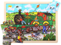 Bigjigs Toys Drevené puzzle vlak 24 dielikov