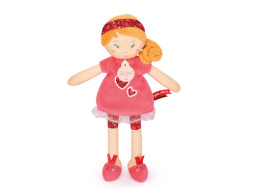 Doudou Jolijou Bábika LES PIPELLETTES 25 cm 1 ks červená