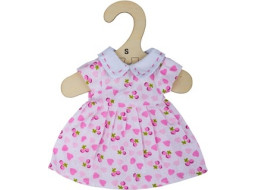 Bigjigs Toys Ružové šaty so srdiečkami pre bábiku 28 cm