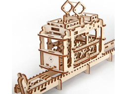 Ugears 3D drevené mechanické puzzle Kabínová lanovka s traťou