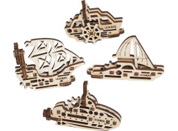 Ugears 3D drevené mechanické puzzle 4 mechanické prívesky Plavidlá