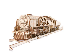 Ugears 3D drevené mechanické puzzle V-Express parná lokomotíva 4-6-2 s tendrem