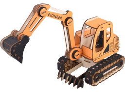 Woodcraft Drevené 3D puzzle Rýpadlo oranžová