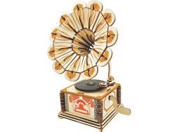 Woodcraft Drevené 3D puzzle Gramofón farebný