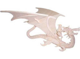 Woodcraft Drevené 3D puzzle zvieratá drak a rytier