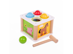 Bigjigs Baby Drevená zatĺkačka Farma