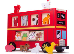 Bigjigs Toys Drevený autobus so zvieratkami