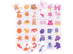 Bigjigs Toys Drevené didaktické puzzle farby 4v1
