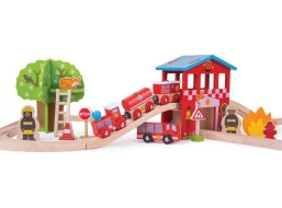 Bigjigs Rail Drevená vláčikodráha hasičská stanica