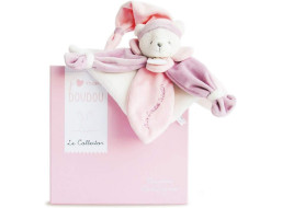 Doudou Darčeková sada - plyšový muchláčik ružový medvedík 24 cm