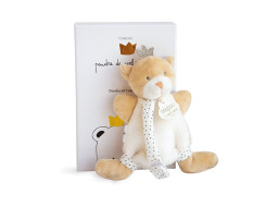 Doudou Darčeková sada - Hračka s úchytom na cumlík medvedík kráľ 15 cm