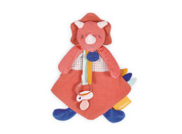 Doudou Darčeková sada - Hračka s úchytom na cumlík dinosaurus ružový 23 cm