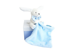 Doudou Darčeková sada modrá - zajačik s muchláčikom 10 cm