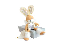 Doudou Darčeková sada - plyšový zajačik s dečkou 31 cm béžový