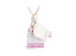 Doudou Darčeková sada - Plyšový zajačik s muchláčikom 10 cm ružová