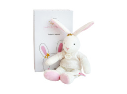 Doudou Darčeková sada - Plyšová hračka ružový zajačik - hviezda 25 cm