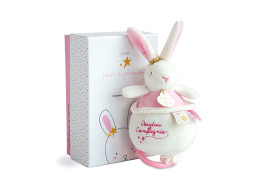 Doudou Darčeková sada - Plyšový ružový zajačik hrajúci melódiu 14 cm