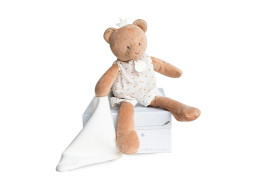 Doudou Darčeková sada - plyšová hračka medvedík s dečkou 28 cm