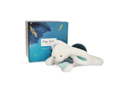 Doudou Darčeková sada - Plyšový zajačik s tmavomodrým brmbolcom 25 cm