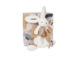 Doudou Darčeková sada - Plyšový zajačik s muchláčikom 25 cm béžová