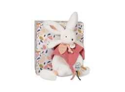 Doudou Darčeková sada - Plyšový zajačik s muchláčikom 25 cm staroružová